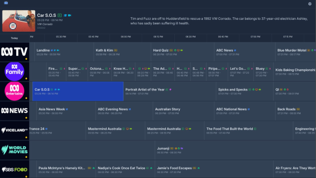 ChannelUP program guide grid screenshot