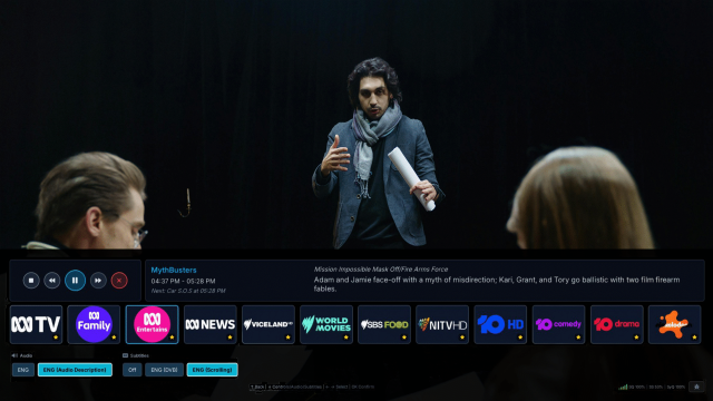 ChannelUP live playback with mini carousel overlay